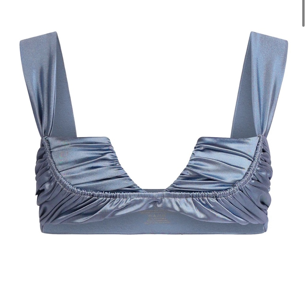 Shiny Blue Ruched Bralette